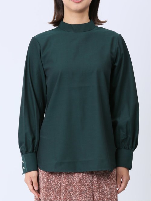 【WEB限定】起毛 スタンドカラープルオーバー長袖ブラウス