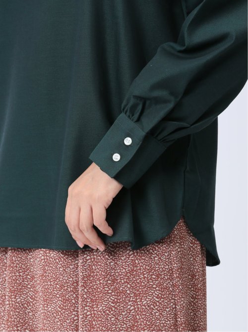 【WEB限定】起毛 スタンドカラープルオーバー長袖ブラウス