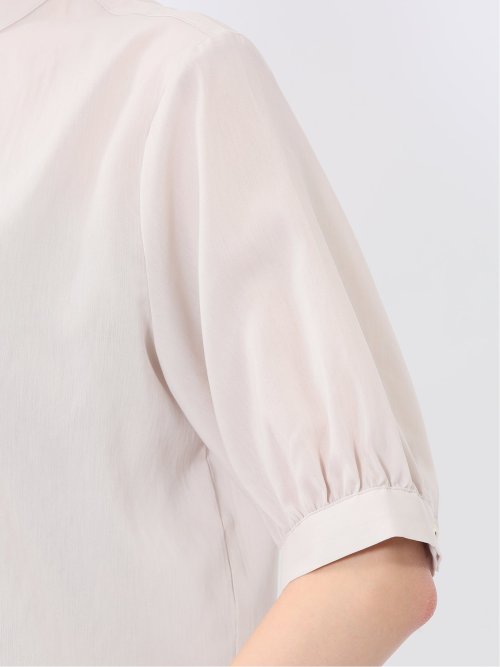 バンドカラー パフスリーブ 比翼ブラウス