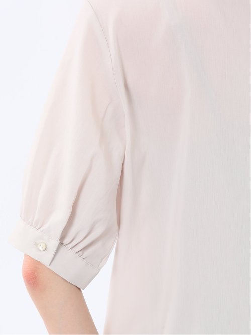 バンドカラー パフスリーブ 比翼ブラウス