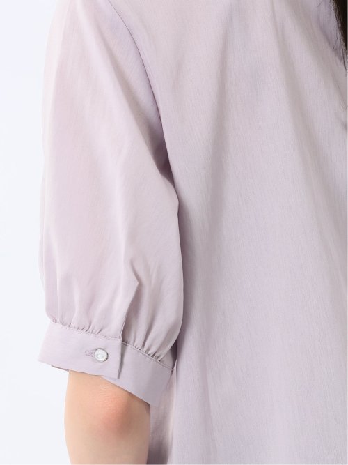 バンドカラー パフスリーブ 比翼ブラウス