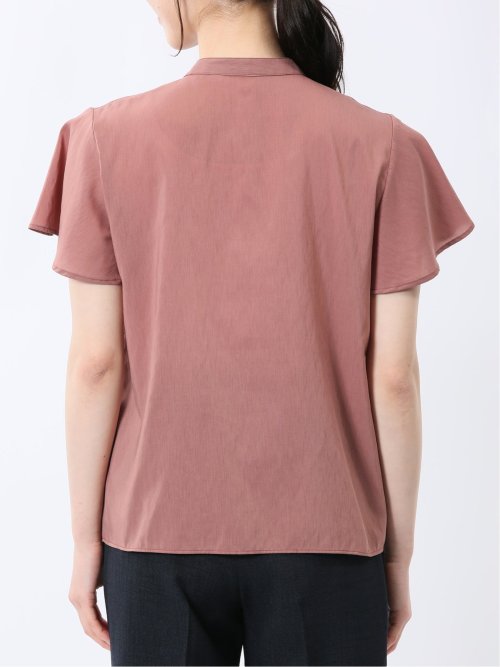 バンドカラー フレアスリーブ 比翼ブラウス