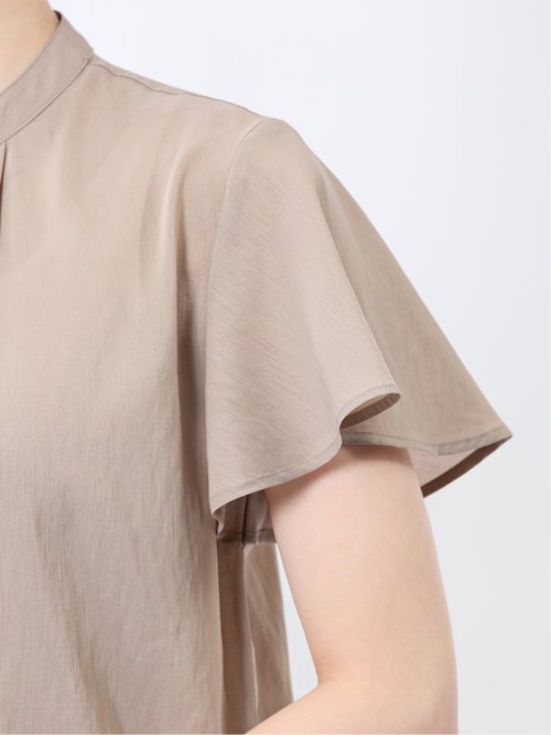 バンドカラー フレアスリーブ 比翼ブラウス