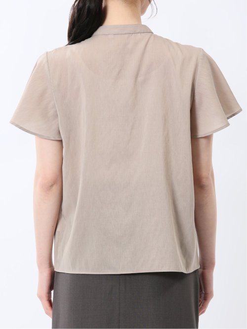 バンドカラー フレアスリーブ 比翼ブラウス