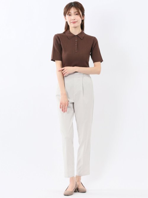 スラリッチ ワンタック テーパードパンツ