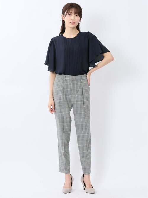 ストレッチ ワンタック テーパードパンツ