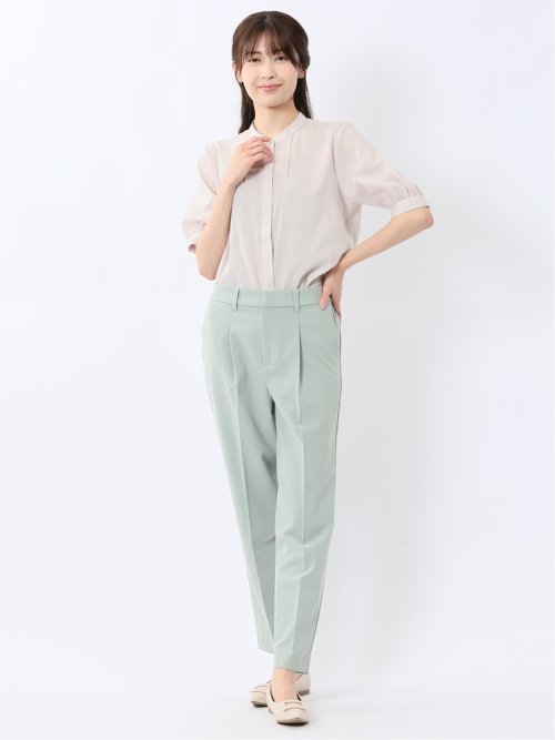 ストレッチ ワンタック テーパードパンツ