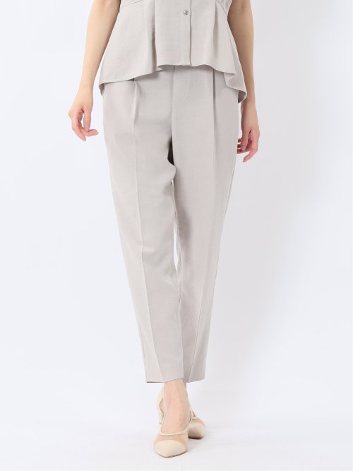 麻調合繊 ベルト付き テーパードパンツ（セットアップ可能）