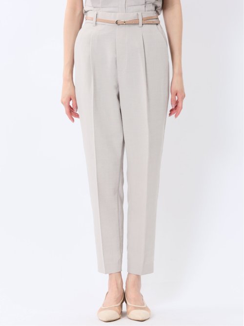 麻調合繊 ベルト付き テーパードパンツ（セットアップ可能）