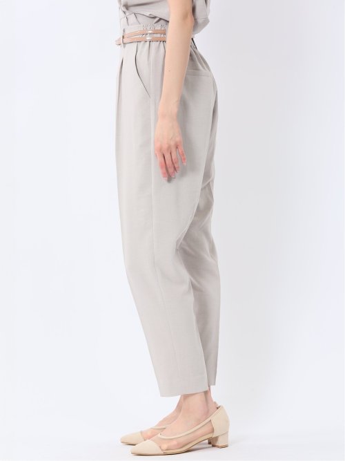 麻調合繊 ベルト付き テーパードパンツ（セットアップ可能）