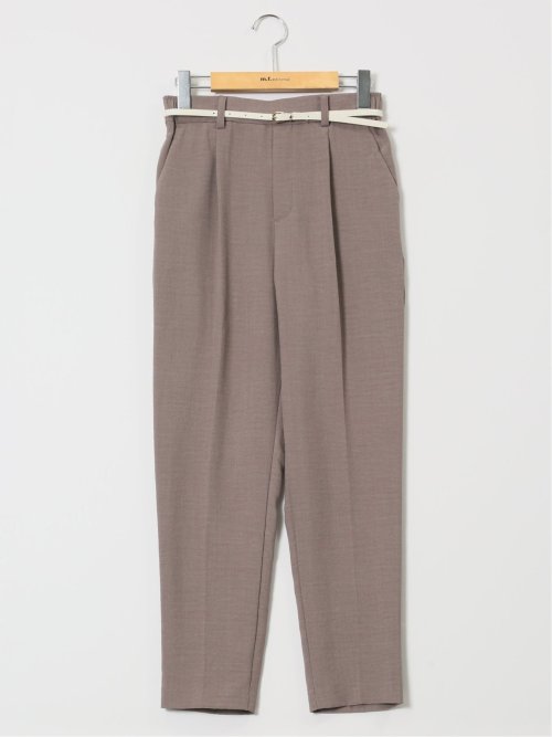 麻調合繊 ベルト付き テーパードパンツ（セットアップ可能）