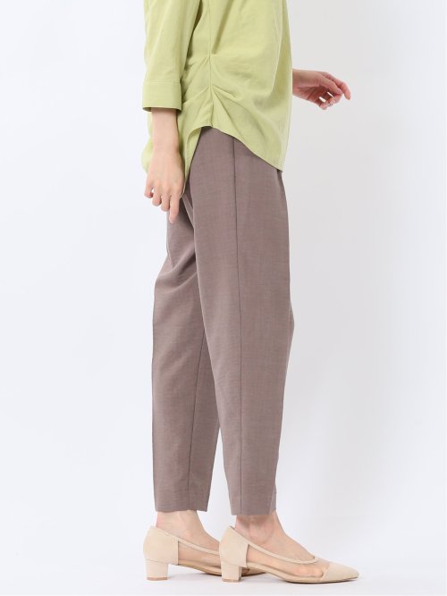 麻調合繊 ベルト付き テーパードパンツ（セットアップ可能）