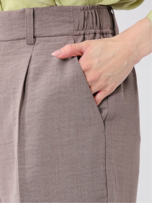 麻調合繊 ベルト付き テーパードパンツ（セットアップ可能）