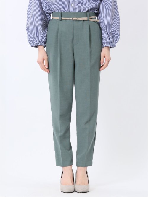 麻調合繊 ベルト付き テーパードパンツ（セットアップ可能）