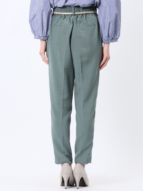 麻調合繊 ベルト付き テーパードパンツ（セットアップ可能）