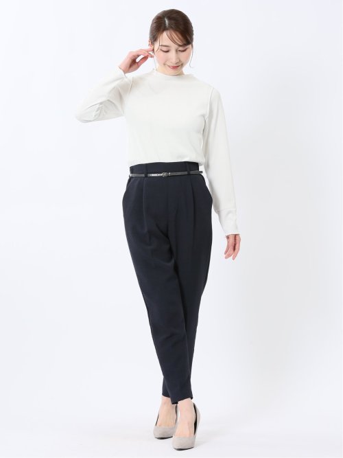 麻調合繊 ベルト付き テーパードパンツ（セットアップ可能）
