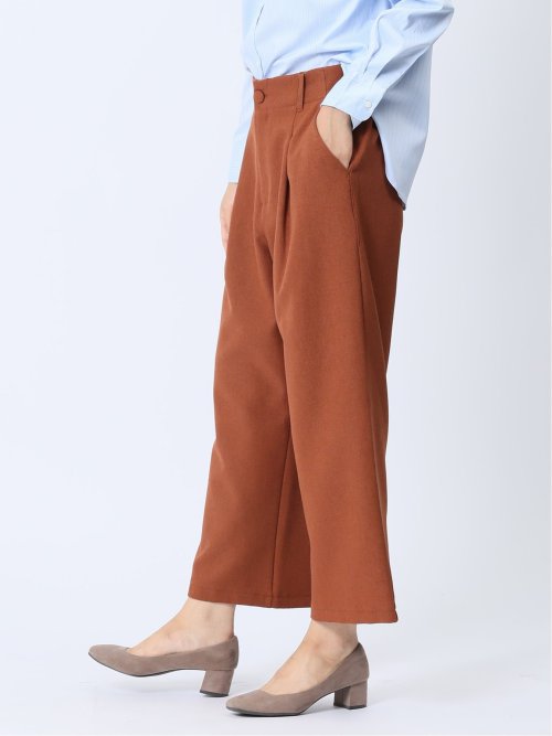 ツイードライク タックワイドパンツ