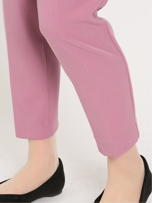 レーヨン混ストレッチ プルオンテーパードパンツ