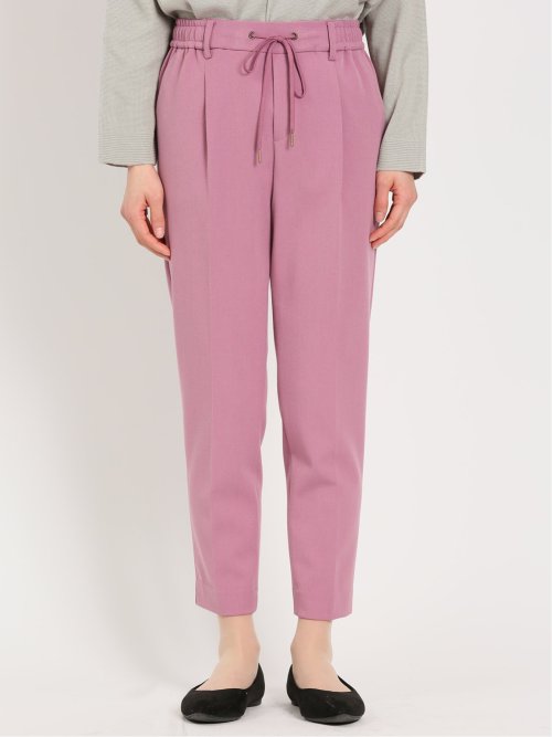 レーヨン混ストレッチ プルオンテーパードパンツ