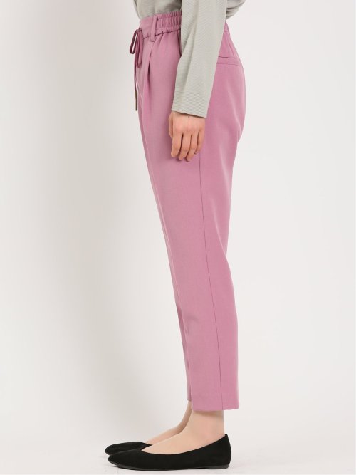 レーヨン混ストレッチ プルオンテーパードパンツ