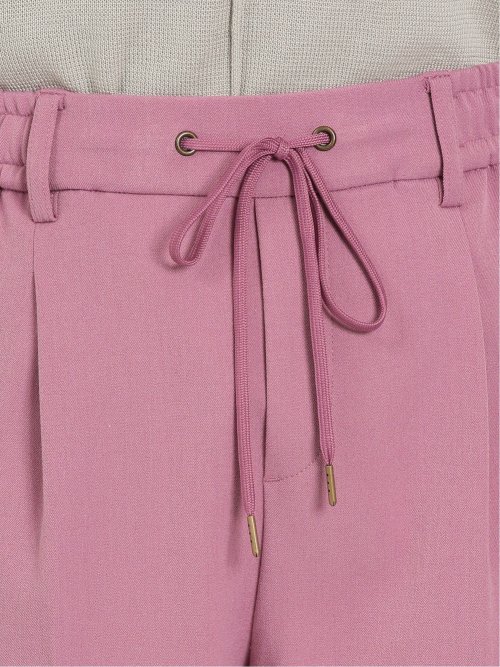 レーヨン混ストレッチ プルオンテーパードパンツ