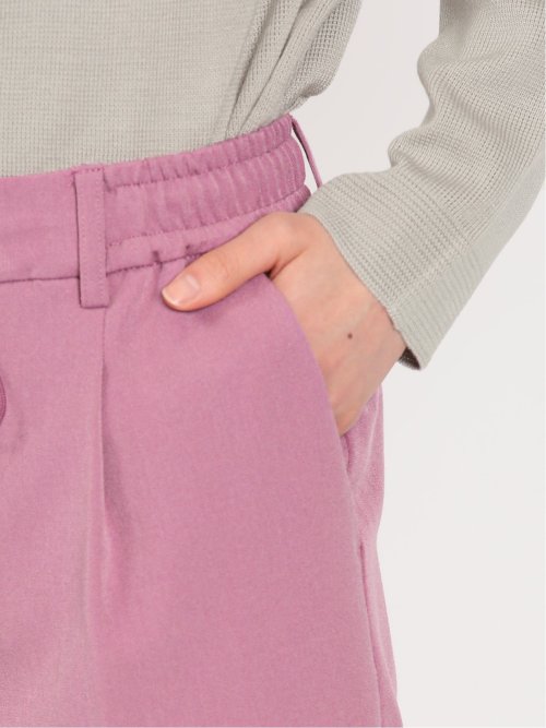 レーヨン混ストレッチ プルオンテーパードパンツ