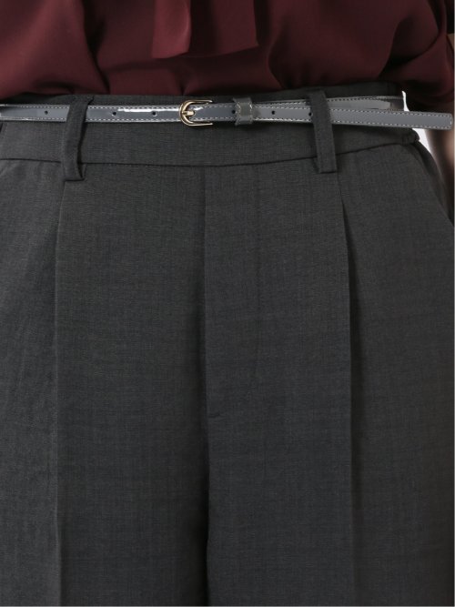 テーパード パンツ レディース 接触冷感 ベルト ワンタック 麻調 リネン風 スラリッチ