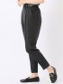 テーパード パンツ レディース 接触冷感 ベルト ワンタック 麻調 リネン風 スラリッチ