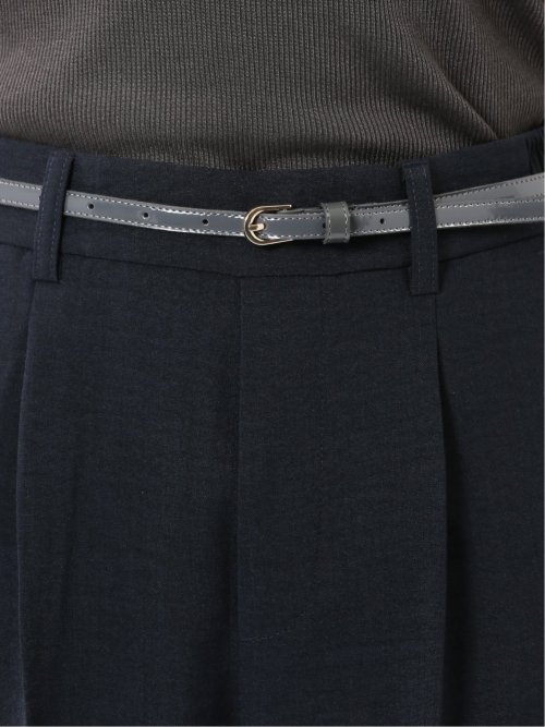 テーパード パンツ レディース 接触冷感 ベルト ワンタック 麻調 リネン風 スラリッチ