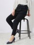 テーパード パンツ レディース 接触冷感 ベルト ワンタック 麻調 リネン風 スラリッチ