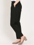 レーヨン混ストレッチ ベルト付きテーパードパンツ