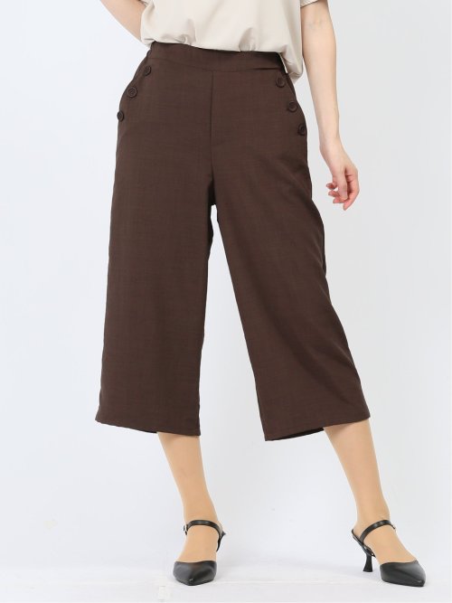 ボタン付き ワイドマリンパンツ(M 33ベージュ): パンツ | TAKA-Q