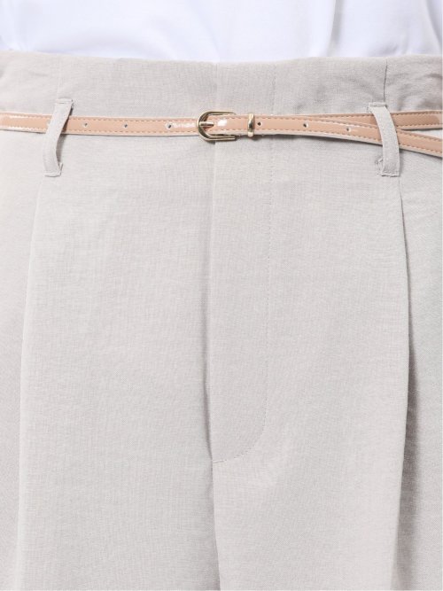 麻調合繊 ベルト付き ワイドパンツ（セットアップ可能）