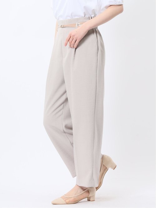 麻調合繊 ベルト付き ワイドパンツ（セットアップ可能）