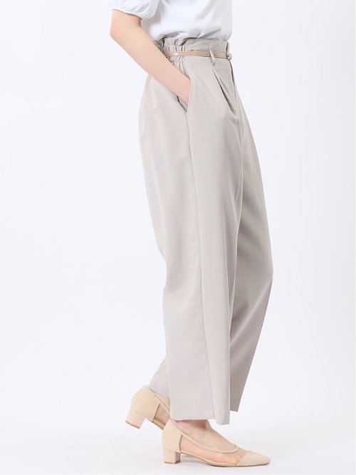麻調合繊 ベルト付き ワイドパンツ（セットアップ可能）