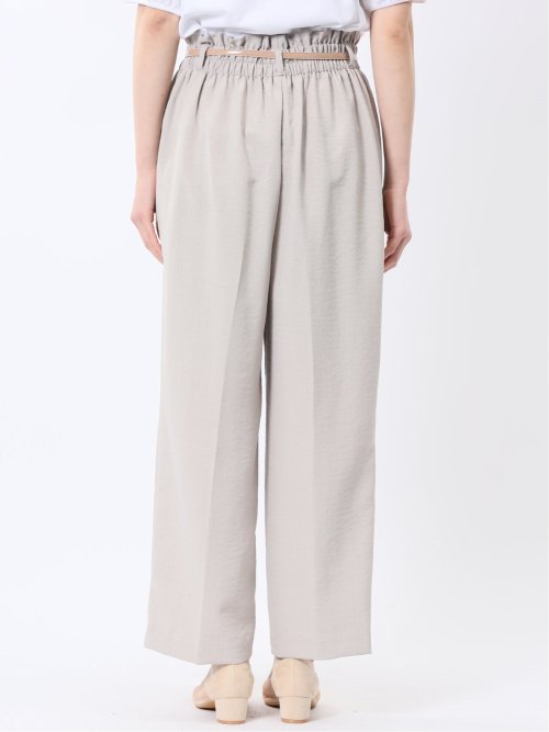 麻調合繊 ベルト付き ワイドパンツ（セットアップ可能）