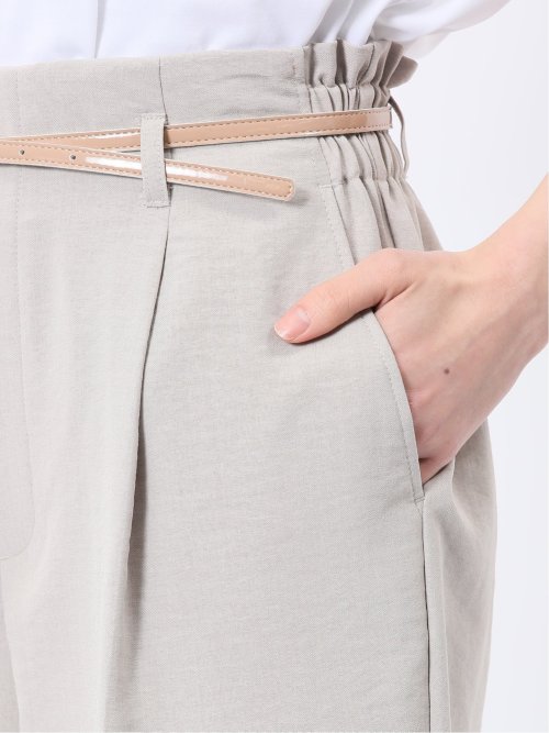 麻調合繊 ベルト付き ワイドパンツ（セットアップ可能）