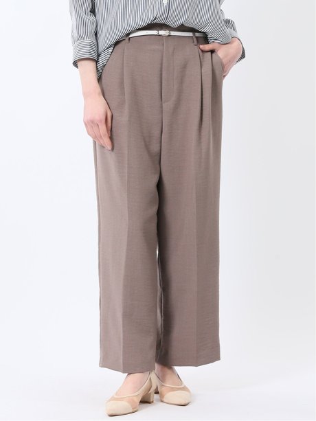 麻調合繊 ベルト付き ワイドパンツ（セットアップ可能）