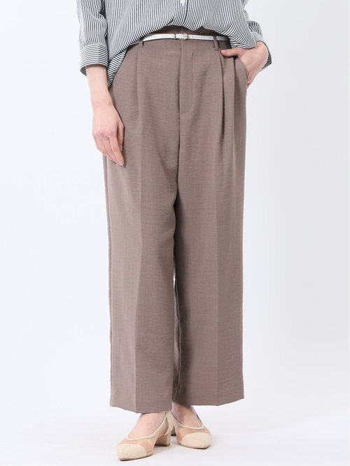 麻調合繊 ベルト付き ワイドパンツ（セットアップ可能）