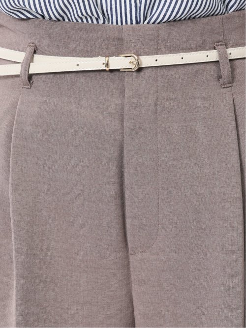 麻調合繊 ベルト付き ワイドパンツ（セットアップ可能）