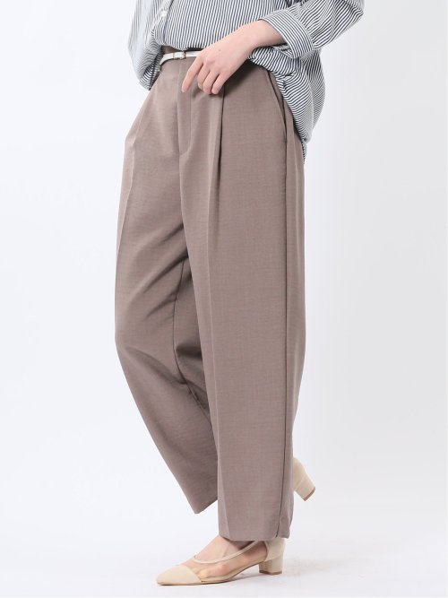 麻調合繊 ベルト付き ワイドパンツ（セットアップ可能）