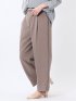 麻調合繊 ベルト付き ワイドパンツ（セットアップ可能）