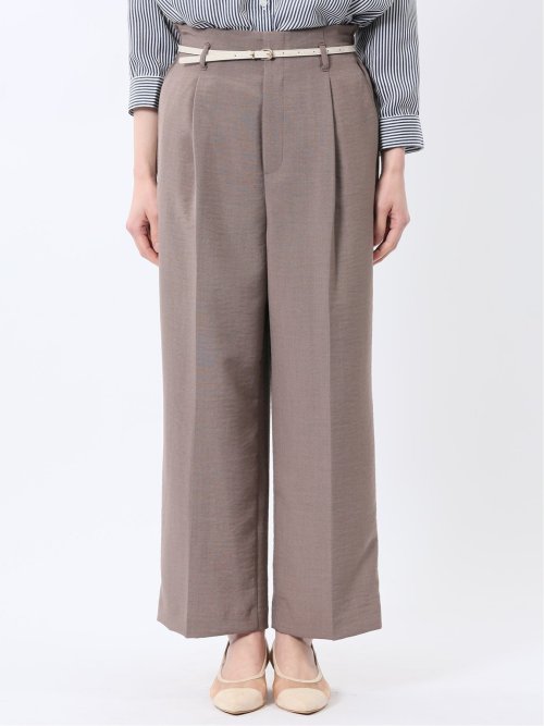 麻調合繊 ベルト付き ワイドパンツ（セットアップ可能）