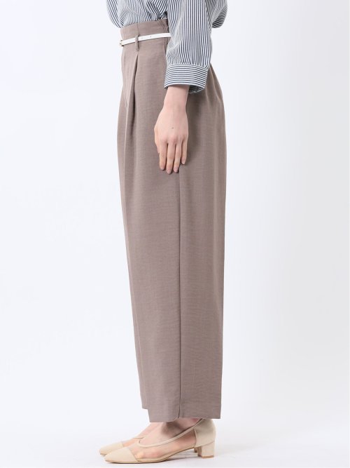 麻調合繊 ベルト付き ワイドパンツ（セットアップ可能）
