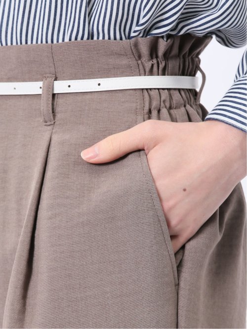 麻調合繊 ベルト付き ワイドパンツ（セットアップ可能）