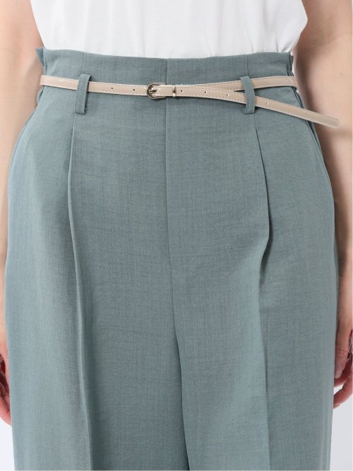 麻調合繊 ベルト付き ワイドパンツ（セットアップ可能）