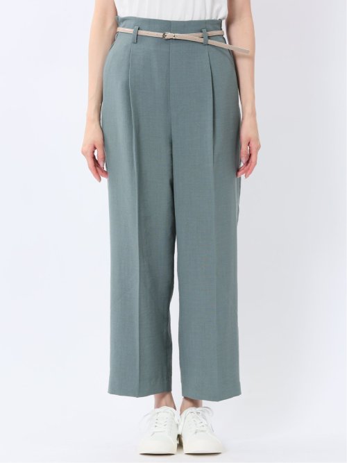 麻調合繊 ベルト付き ワイドパンツ（セットアップ可能）