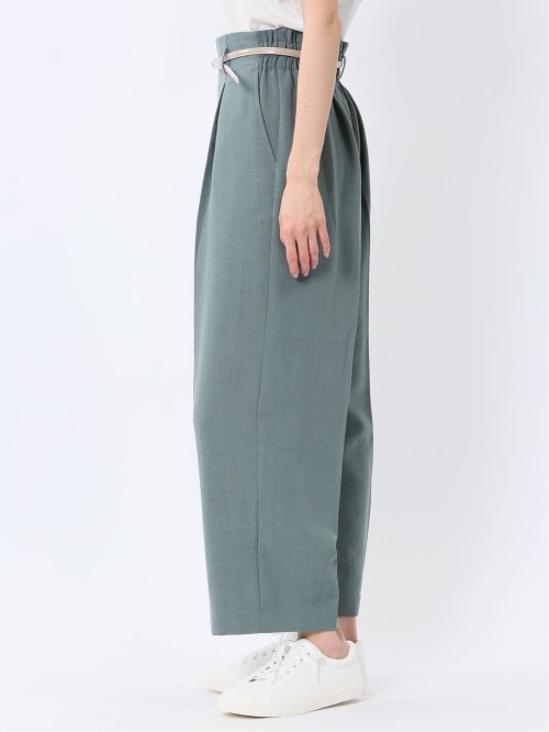 麻調合繊 ベルト付き ワイドパンツ（セットアップ可能）