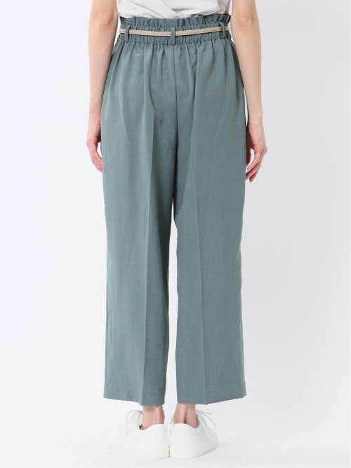 麻調合繊 ベルト付き ワイドパンツ（セットアップ可能）