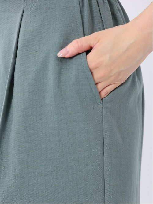 麻調合繊 ベルト付き ワイドパンツ（セットアップ可能）